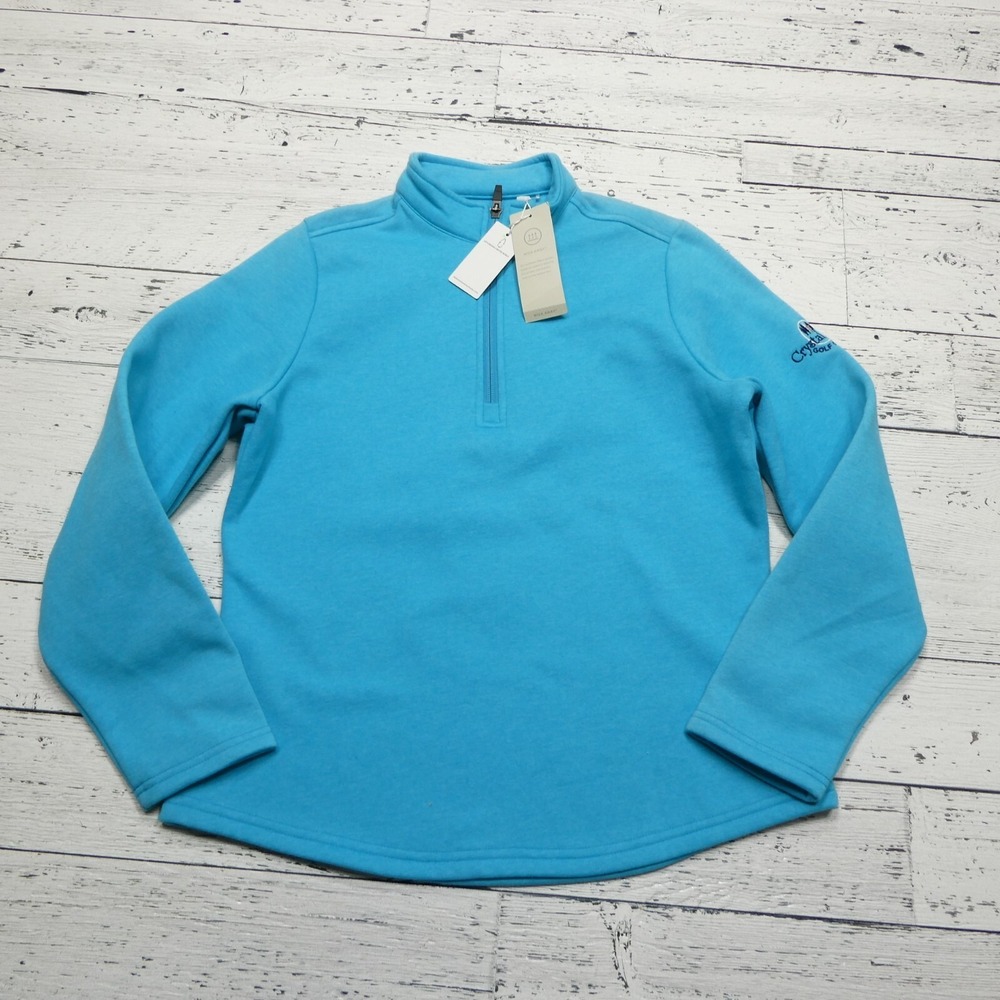 Bermuda Sands Sweatshirt Jacket Womens S Blue Fleece 1/4 Zip Crystal Lake Golf
